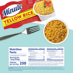 On-the-go Minute Ready-to-Serve yellow rice cup for travel meals.