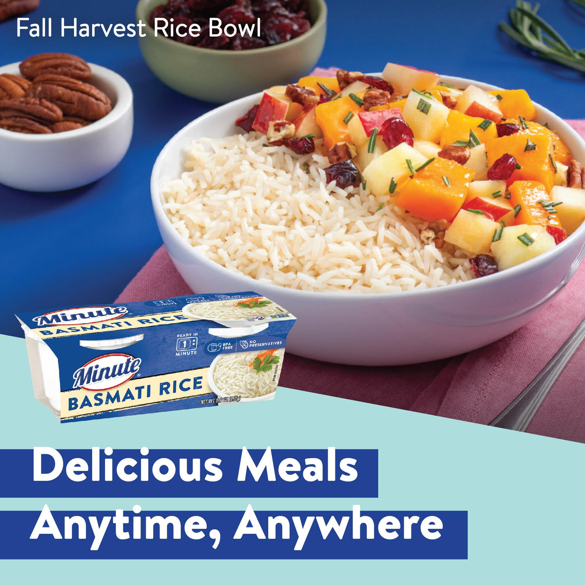 Minute gluten-free rice cups, preservative-free and suitable for diverse diets.