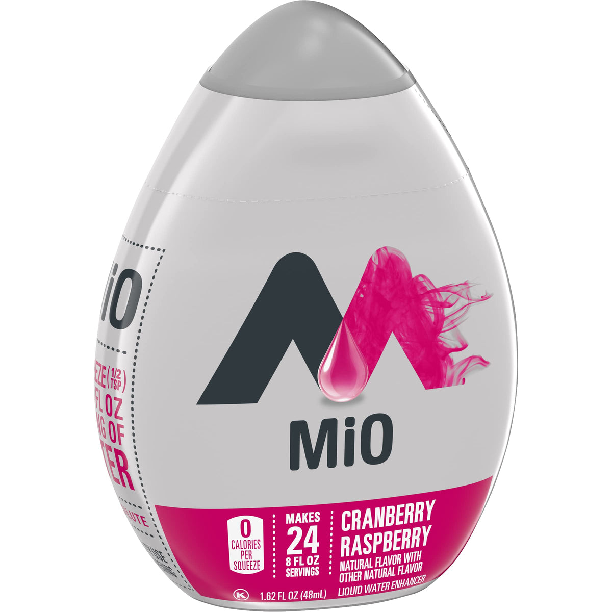Mio Cranberry Raspberry bottle pour demonstrates easy flavor release into water.