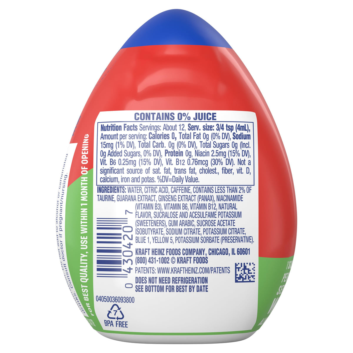 Mio Energy Green Thunder BPA-free packaging label