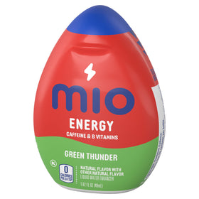 Mio Energy Green Thunder 60 mg caffeine per squeeze in a compact bottle.
