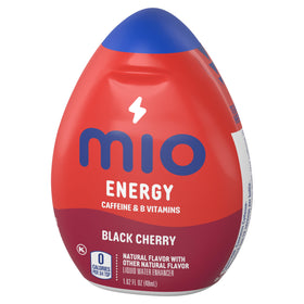 Mio Energy label closeup shows natural flavors and caffeine per squeeze.