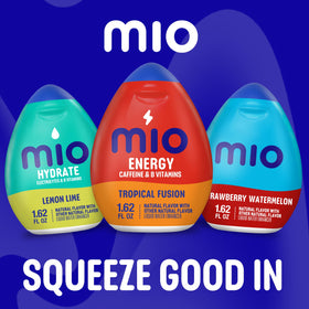 Mio Energy portable squeeze-bottle ready for gym, work, or travel.