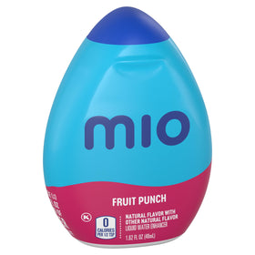 Close-up of Mio Fruit Punch label highlighting natural flavors
