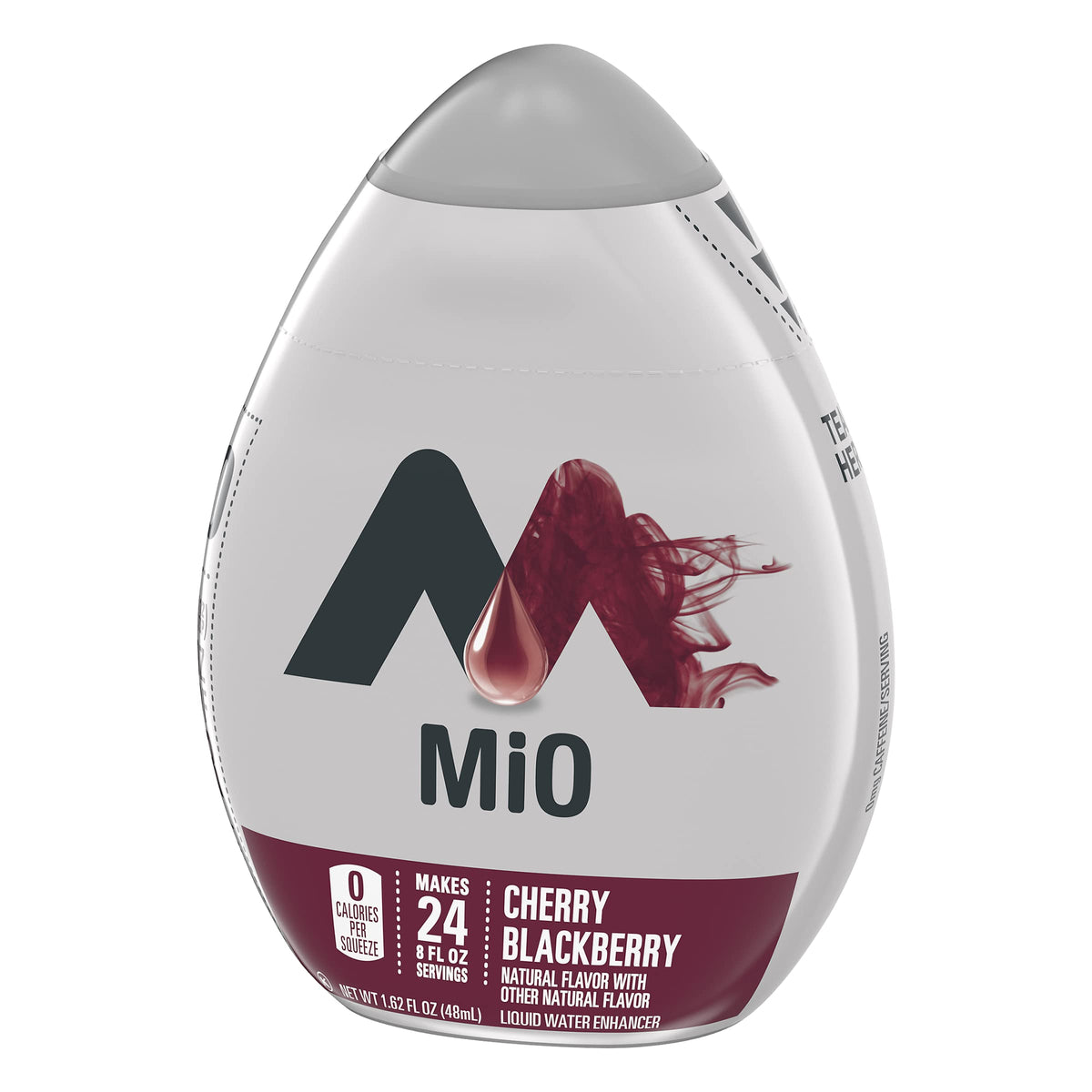Mio Cherry Blackberry pump-dispense top enables easy one-handed flavoring.