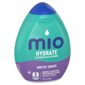 MiO Arctic Grape drops-infuse close-up showing quick flavor release into water