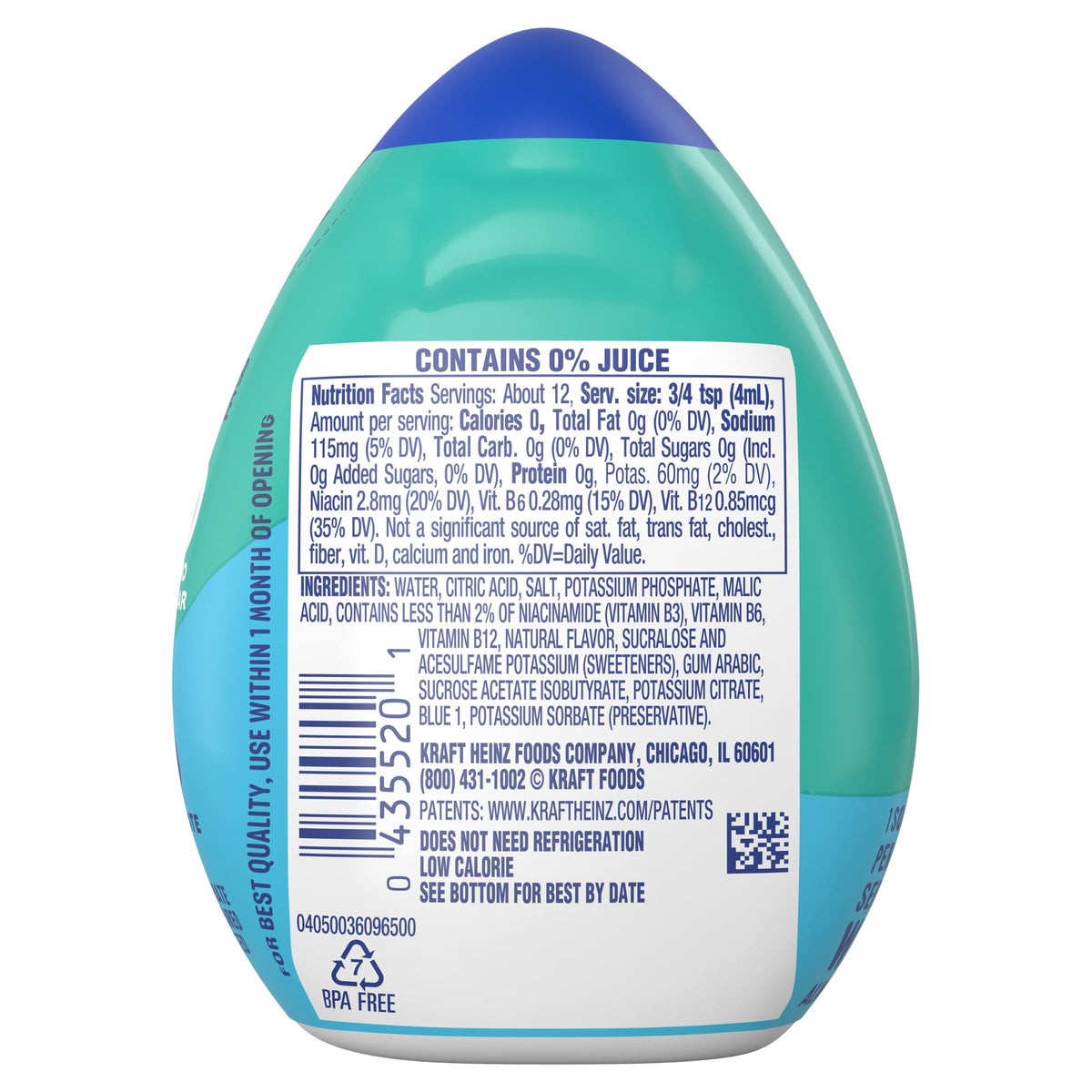 MiO Sport Berry Blast serving size shown as 8 oz.