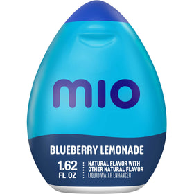 Mio Blueberry Lemonade bottle pour demonstrates quick flavor release for 8 oz water.