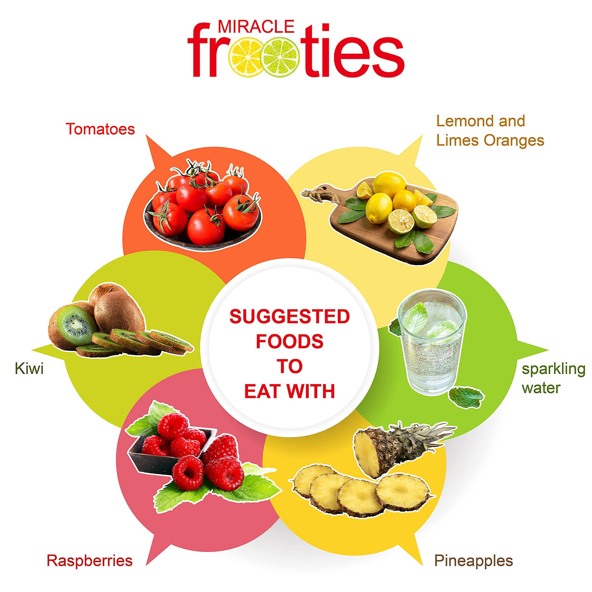 Sparkling water paired with Miracle Frooties for flavor transformation.