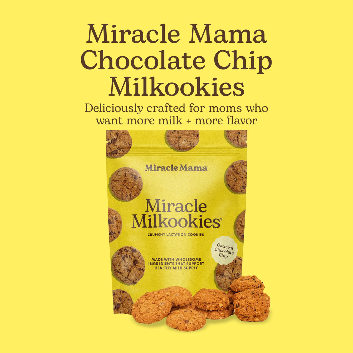 Miracle Mama Milkookies oats and flaxseed visible to highlight natural ingredients.