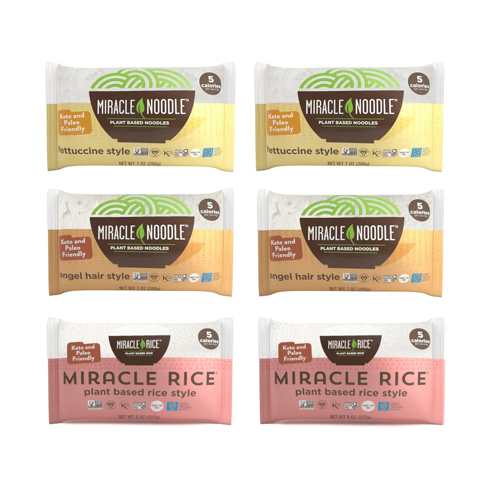Miracle Noodle angel hair pasta pack offers a low-calorie base for sauces.