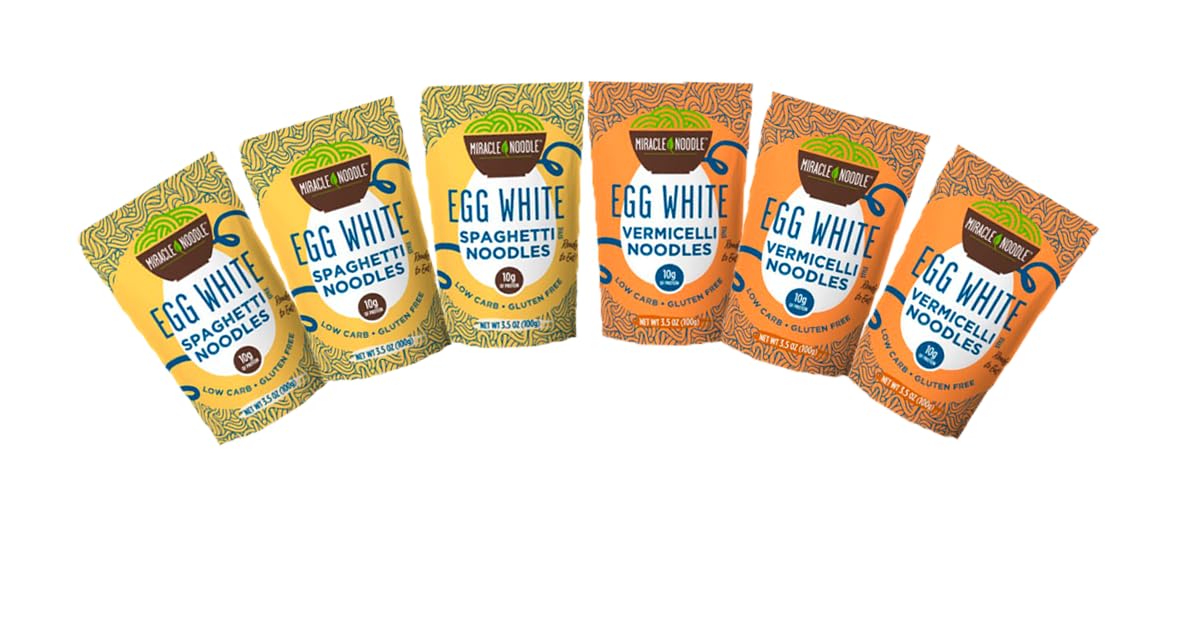Miracle Noodle Egg White Angel Hair pasta ready to pair with sauces.