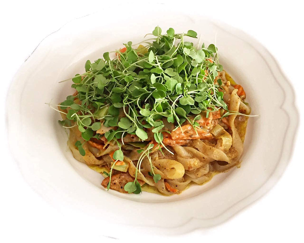 Miracle Noodle fettuccine served with sauce on plate for easy dinners