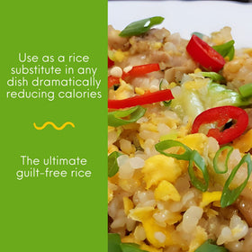 Miracle Noodle Konjac Rice in a stir-fry pan — light, low-carb dinner option