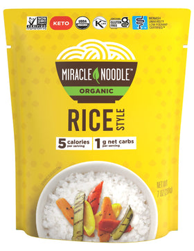 Miracle Noodle Organic Rice ready-to-eat bags provide a quick, low-calorie meal base.