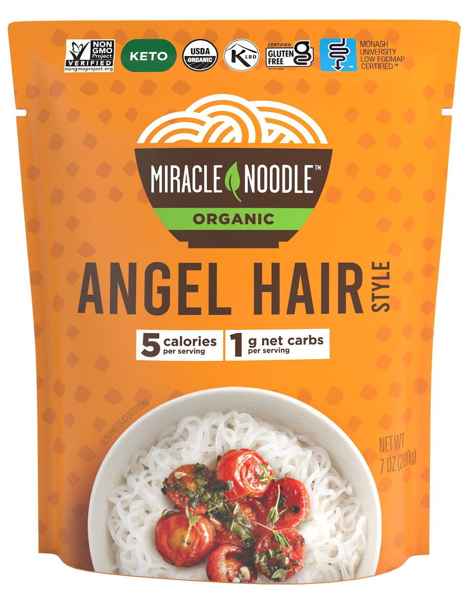 Miracle Noodle ready-to-eat angel hair pasta in a six-pack, keto-friendly option.