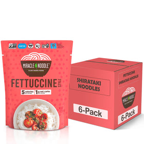 Miracle Noodle ready-to-eat fettuccine pack with six 7oz bags for quick meals