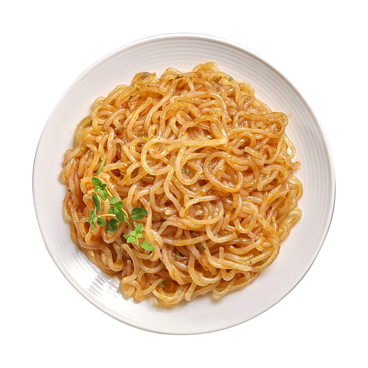 Miracle Noodle six-pack display emphasizing ready-to-heat convenience