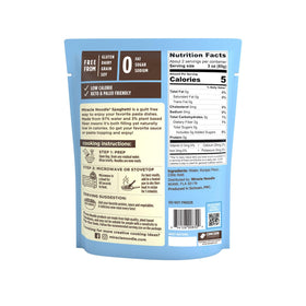 Miracle Noodle spaghetti serving plate, versatile pasta substitute for light, sauce-absorbent meals.