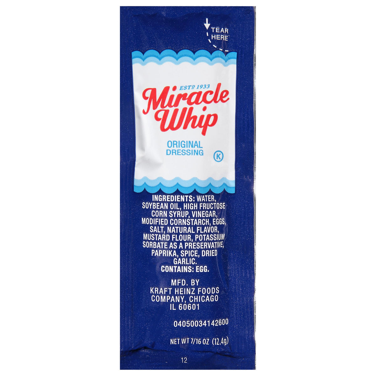Miracel Whip dressing packet shown for single-serve convenience and takeout use