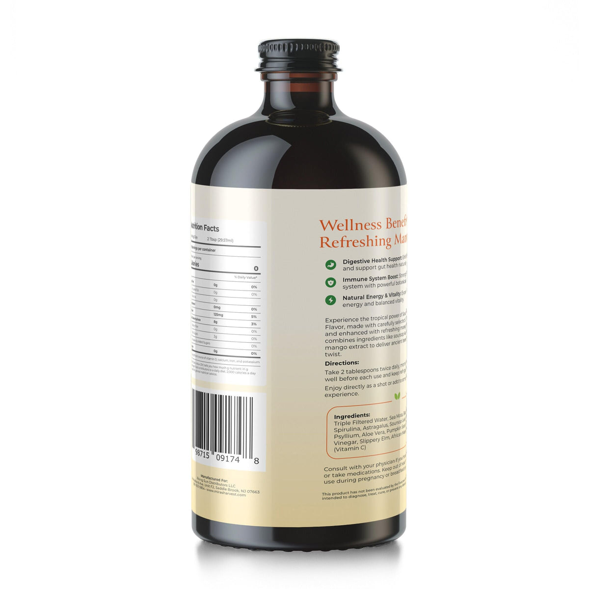 Mira’s Harvest bitters bottle with Irish moss for a coastal vibe.