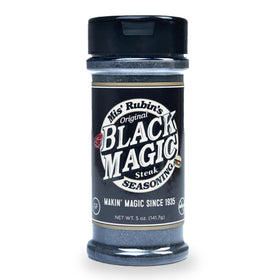 MIS' RUBIN'S BLACK MAGIC seasoning bottle enhances everyday grilling with balanced flavor