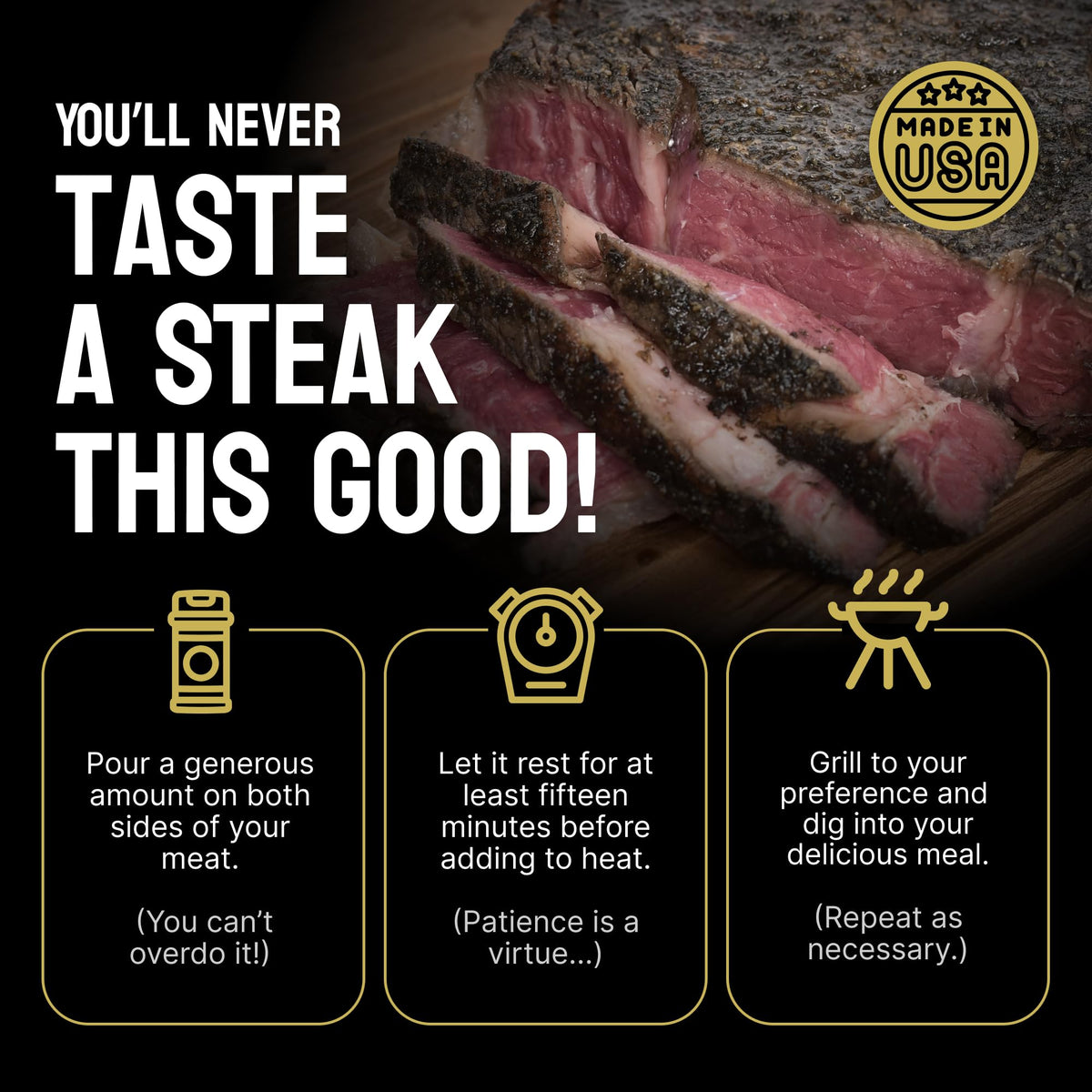MIS' RUBIN'S BLACK MAGIC steak crust on beef delivers savory, caramelized sear
