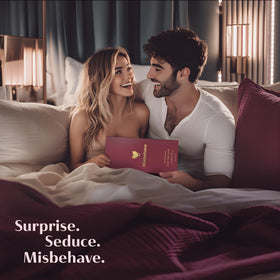 Couple sharing Misbehave Love Chocolate bar during a quiet evening together.
