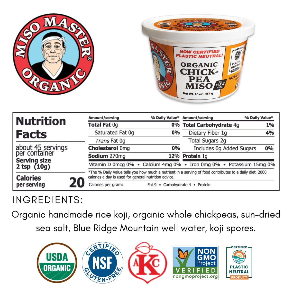 Certified vegan, gluten-free, non-GMO miso ideal for pantry and kitchen experiments.