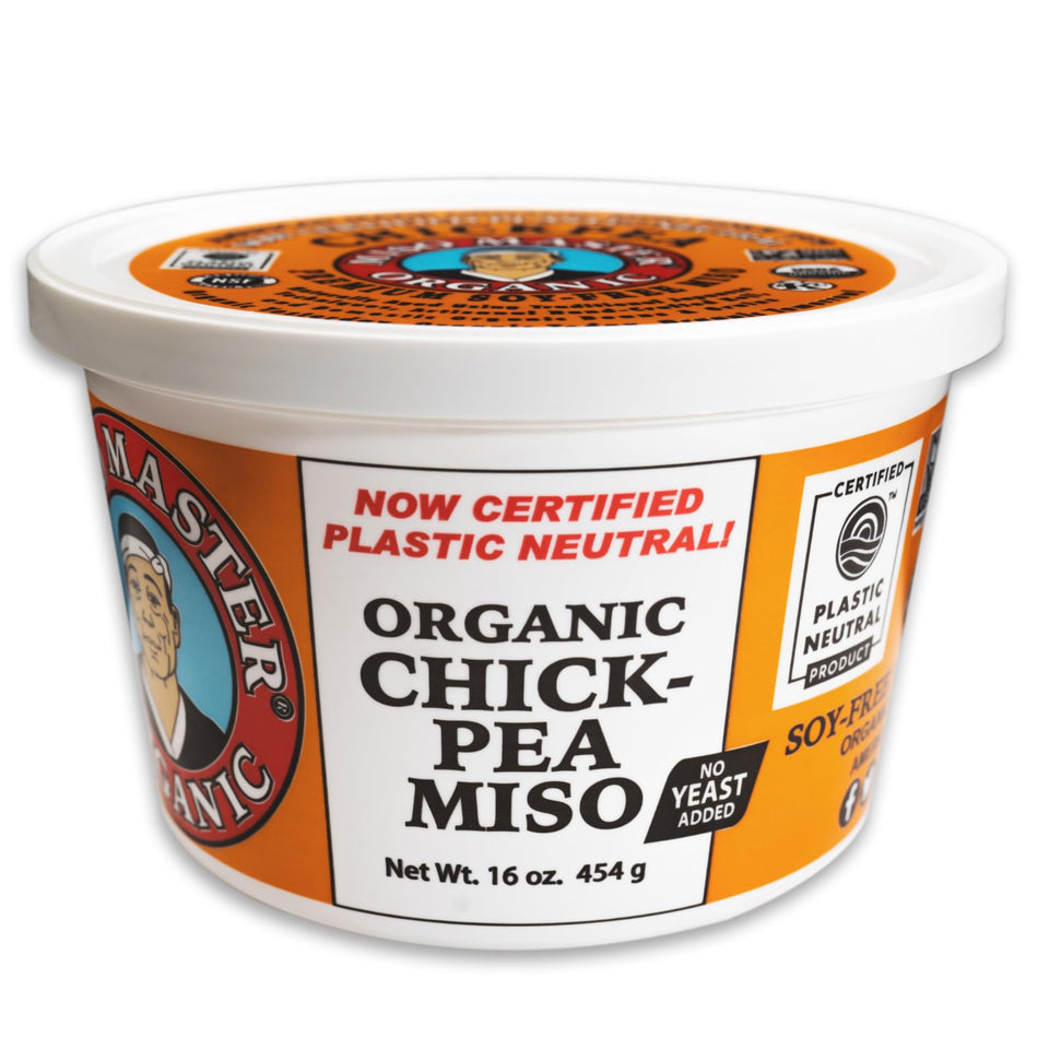 Miso Master Organic Chickpea Miso tub front for a soy-free flavor boost.