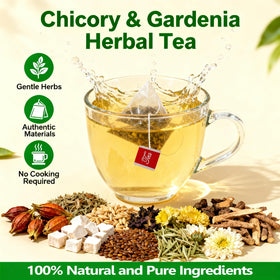 Miss Feel chicory gardenia tea steeping in cup invites calm, flavorful brew.