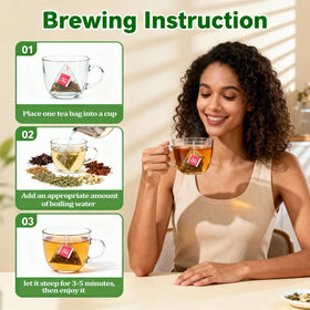 Miss Feel daily wellness tea shot suggests a steady routine for office balance.
