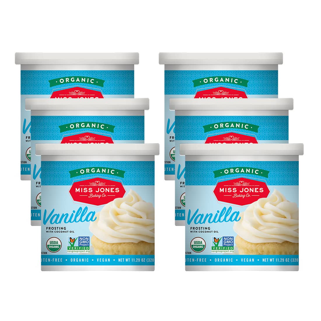 Miss Jones Baking vanilla buttercream frosting pack of 6 for smooth icing and decorating