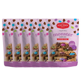 Miss Jones Baking gluten-free chocolate chip cookie mix pack, rich in chocolate chips for indulgent treats.