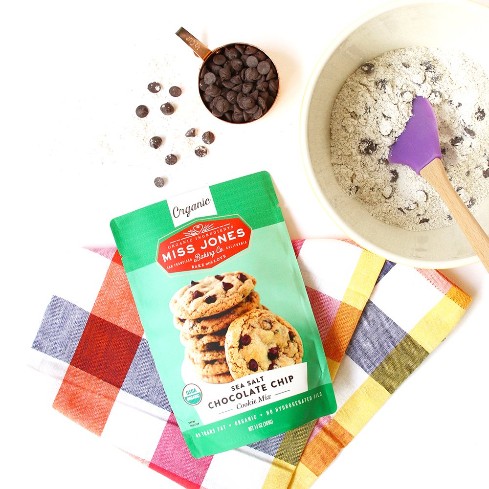 Miss Jones Baking Organic Cookie Mix baked cookies on a plate.