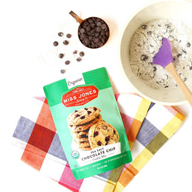 Miss Jones Baking Organic Cookie Mix baked cookies on a plate.