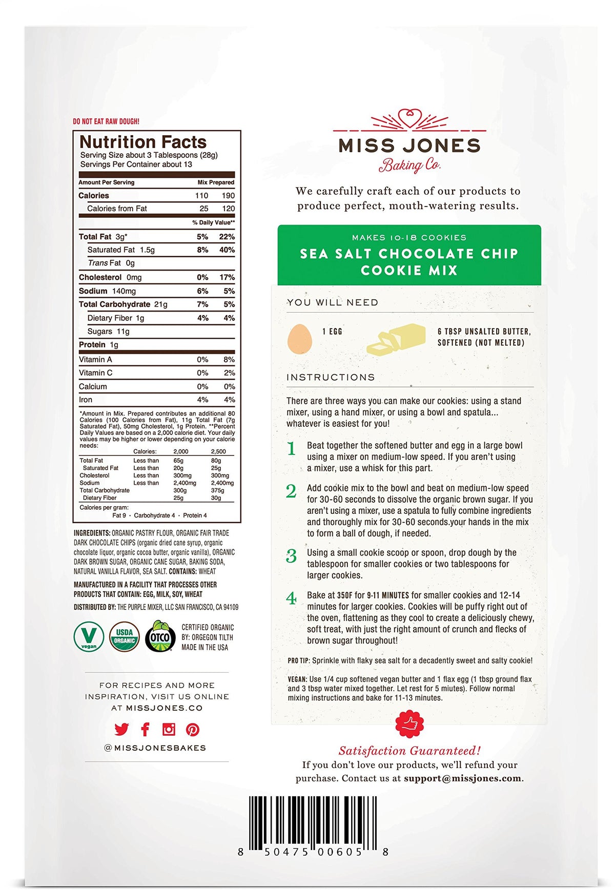 Miss Jones Baking Organic Cookie Mix ingredients scattered for quick prep.