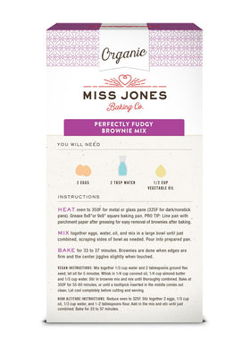 Miss Jones Organic Fudge Brownie Mix ingredients – primary components for from-scratch flavor