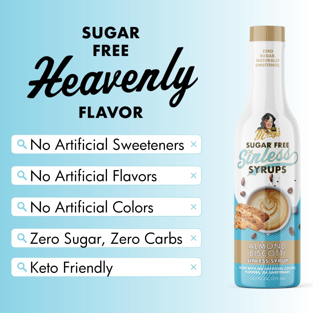 Miss Mary’s Almond Biscotti Sinless Syrup stirred into Greek yogurt for dessert flavor