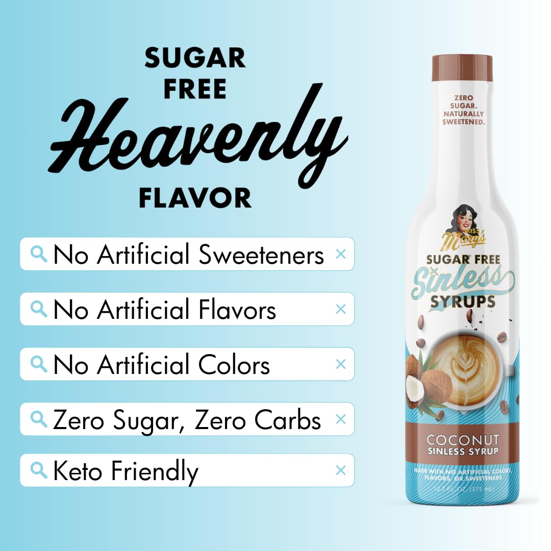Dessert topping with Miss Mary’s coconut sinless syrup for tropical sweetness