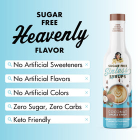Dessert topping with Miss Mary’s coconut sinless syrup for tropical sweetness