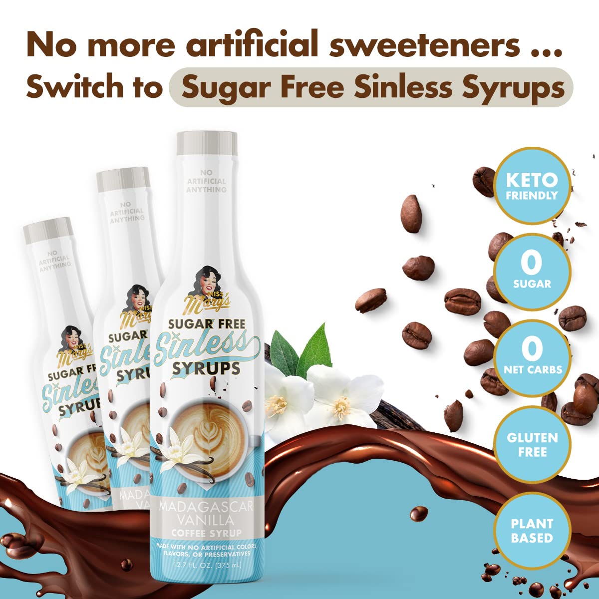 Miss Mary's Madagascar Vanilla Sugar Free Coffee Syrup ingredients list notes no artificial sweeteners
