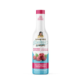 Miss Mary's Morning Elixir Raspberry Sinless Syrup bottle for sugar-free berry flavor in beverages.