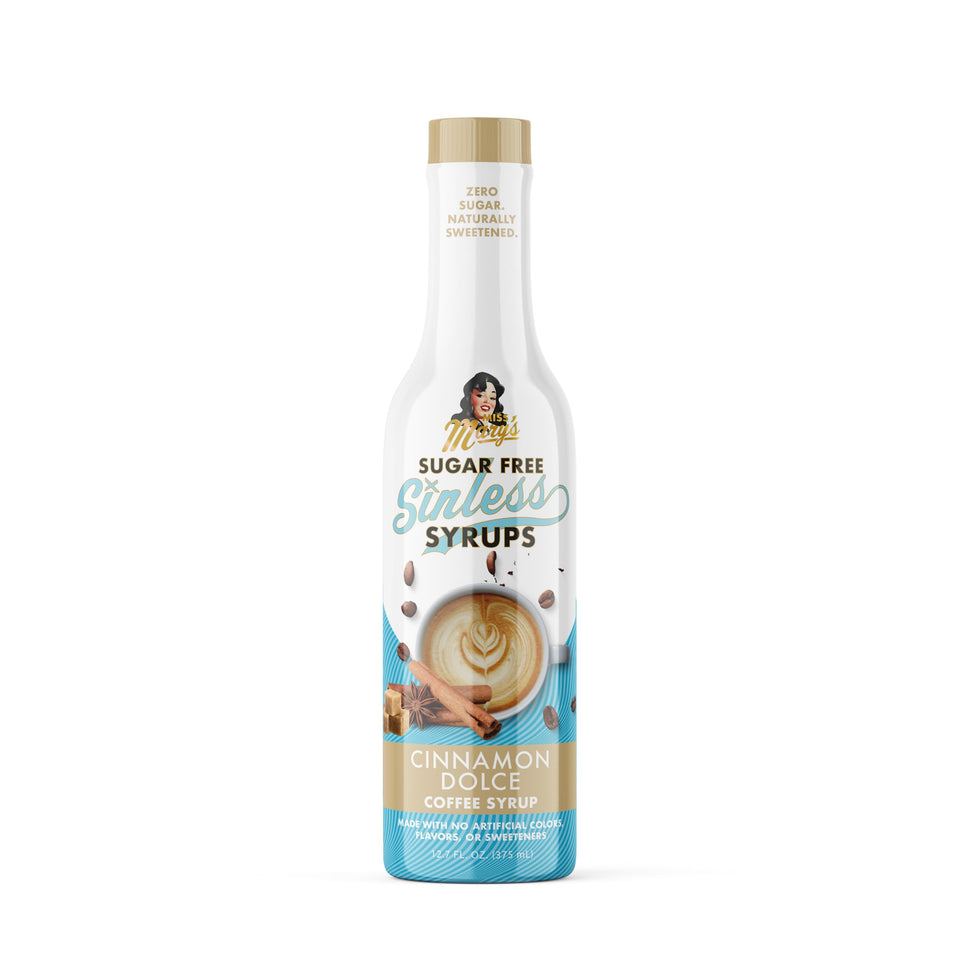 Miss Mary's Morning Elixir sugar-free cinnamon dolce syrup bottle front highlighting keto-friendly sweetener