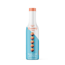 Miss Mary's Peach Sinless Syrup being poured into a glass for a refreshing sugar-free drink.