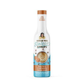 Miss Mary's Sinless Salted Caramel Syrup bottle close-up highlighting natural ingredients