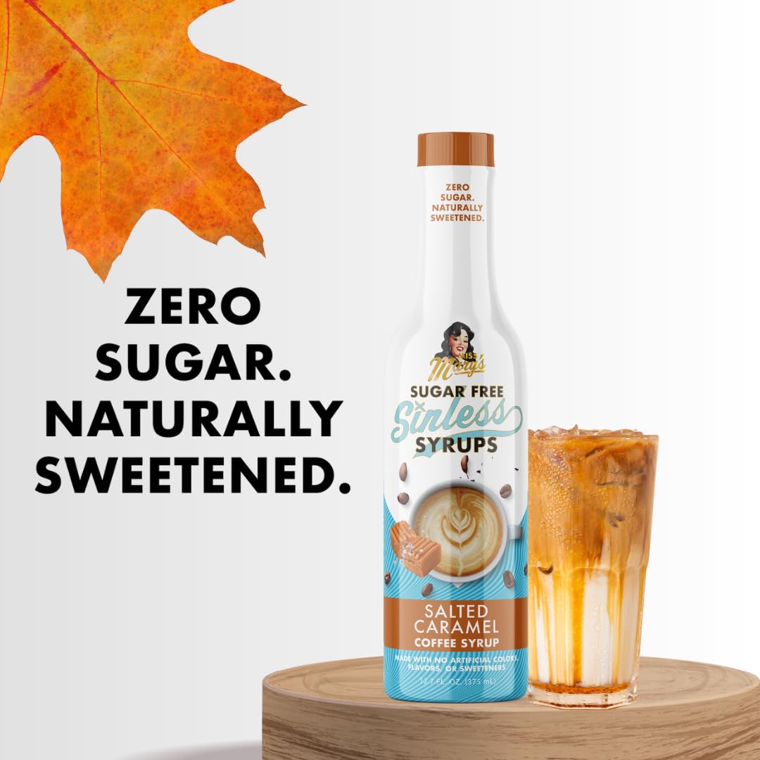 Miss Mary's Sinless Salted Caramel Syrup in a glass suggesting versatile indulgence
