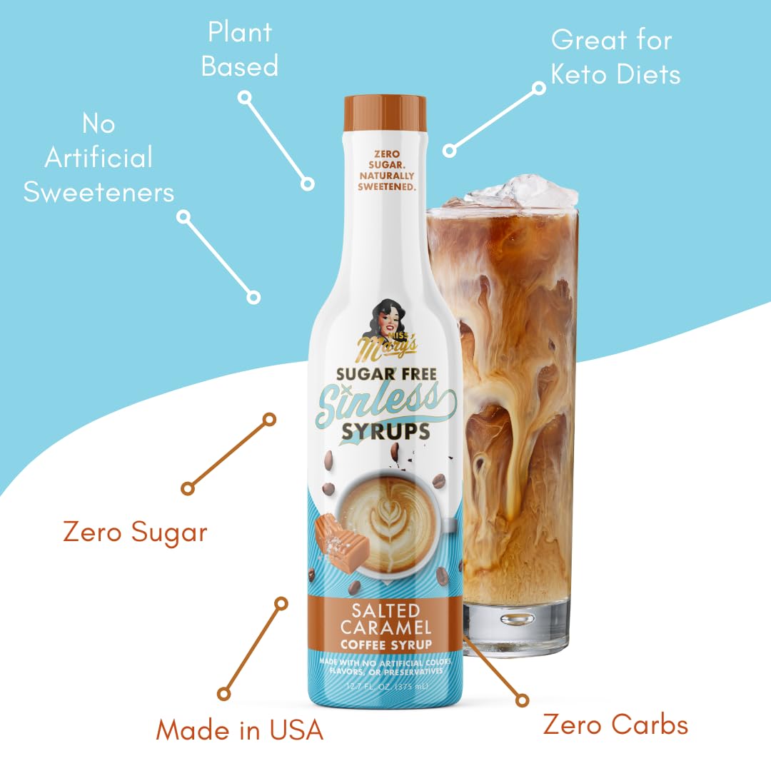 Miss Mary's Sinless Syrup label close-up showing no artificial sweeteners