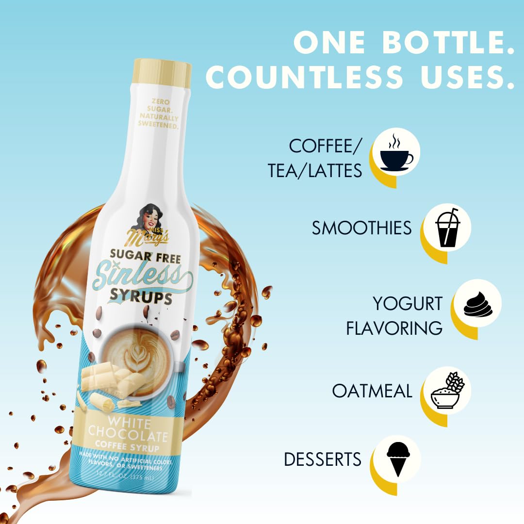 Miss Mary's Sinless White Chocolate Syrup gift-pack ready packaging.
