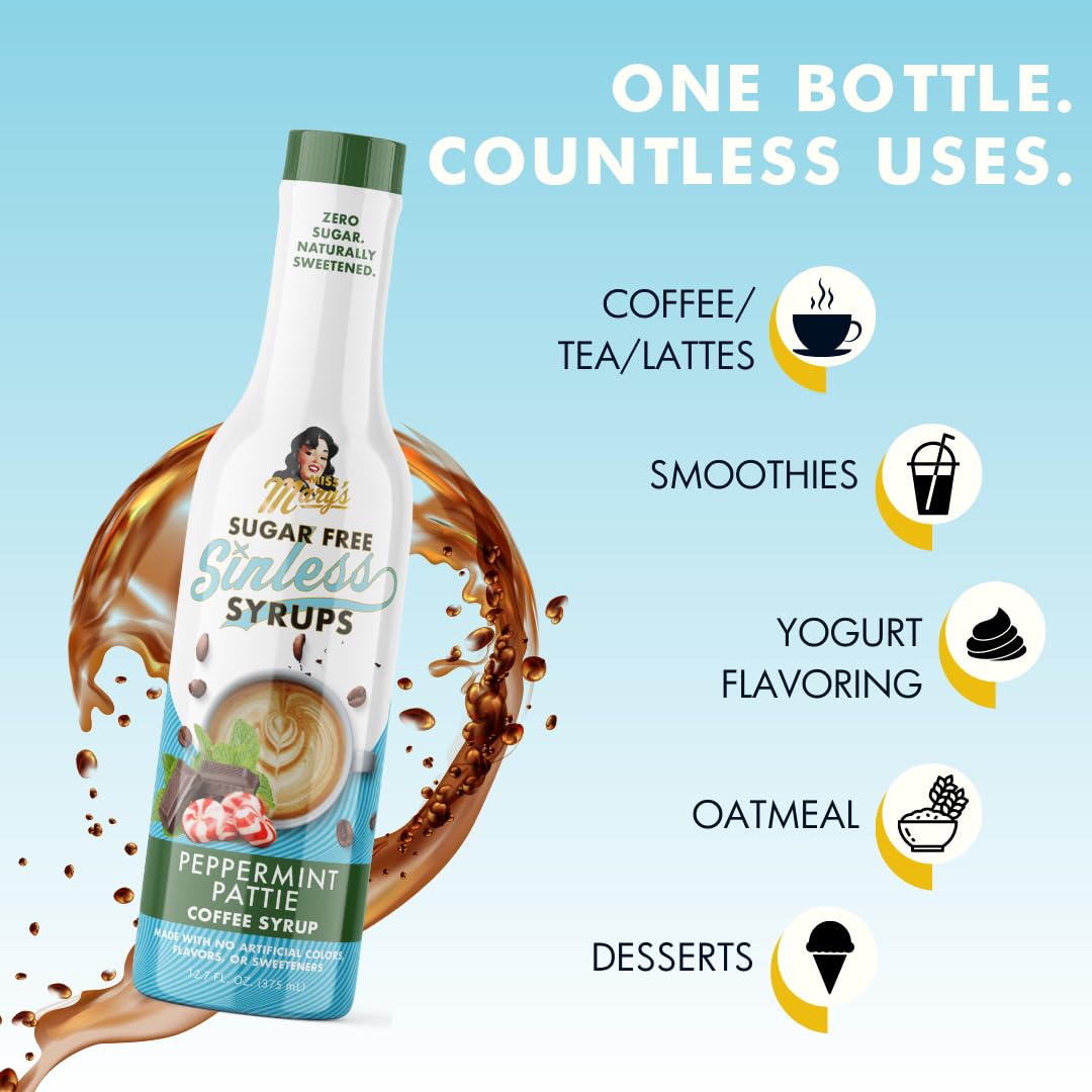 Miss Mary's Sinless Syrup bottle on kitchen counter ready for use